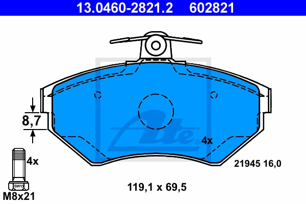 ATE Bremsesæt, skivebremser 142042795 foraksel ventileret 256mm 20mm for SEAT VAG