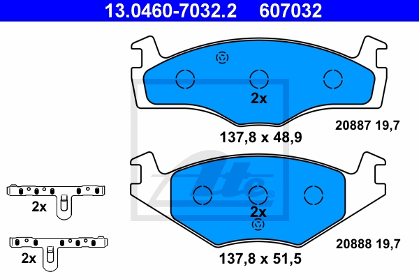 ATE Bremsesæt, skivebremser 142042796 foraksel ventileret 256mm 20mm for VAG SEAT