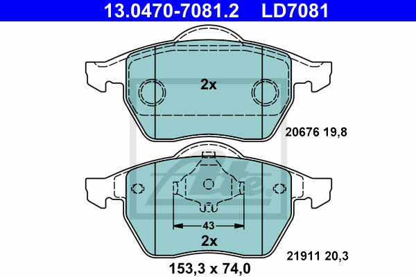 ATE Bremsesæt, skivebremser 142042801 foraksel ventileret 256mm 20mm for VAG SEAT