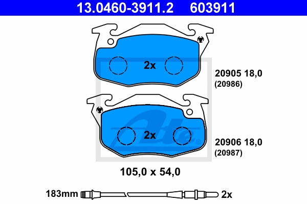 ATE Bremsesæt, skivebremser 142042818 foraksel ventileret 266mm 20mm for PEUGEOT CITROËN RENAULT