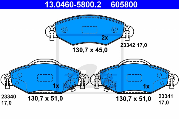 ATE Bremsesæt, skivebremser 142042854 foraksel ventileret 255mm 20mm for TOYOTA