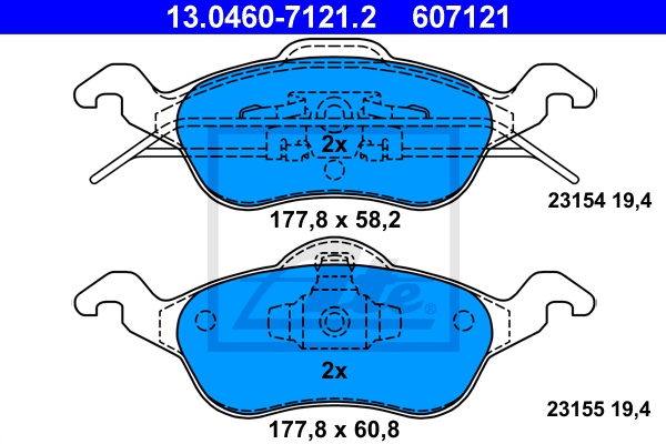 ATE Bremsesæt, skivebremser 142042898 foraksel ventileret 258mm 22mm for FORD