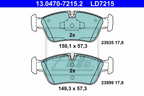 ATE Bremsesæt, skivebremser 142042909 foraksel ventileret 292mm 22mm for BMW