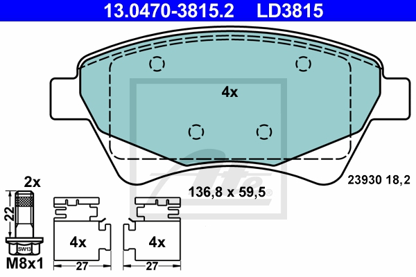 ATE Bremsesæt, skivebremser 142042921 foraksel ventileret 280mm 24mm for RENAULT