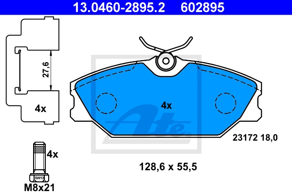 ATE Bremsesæt, skivebremser 142042923 foraksel ventileret 280mm 24mm for RENAULT