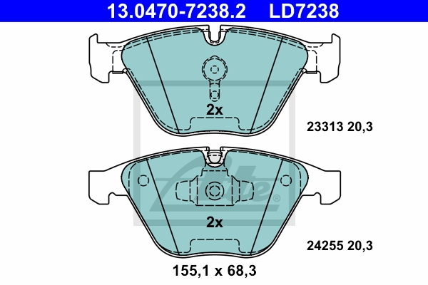 ATE Bremsesæt, skivebremser 142042944 foraksel ventileret 300mm 24mm for BMW