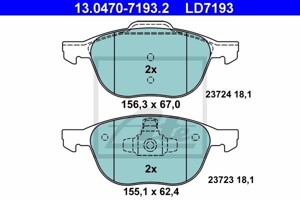 ATE Bremsesæt, skivebremser 142042977 foraksel ventileret 278mm 25mm for VOLVO FORD MAZDA