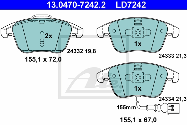ATE Bremsesæt, skivebremser 142043018 foraksel ventileret 312mm 25mm for VAG SEAT