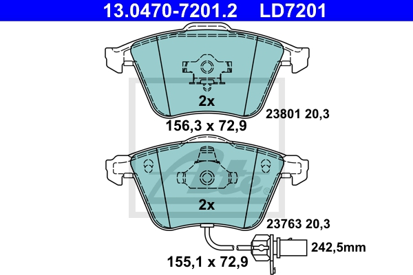 ATE Bremsesæt, skivebremser 142043103 foraksel ventileret 347mm 30mm for VAG SEAT