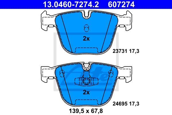 ATE Bremsesæt, skivebremser ijf141dop9 bagaksel ventileret 345mm 24mm for BMW