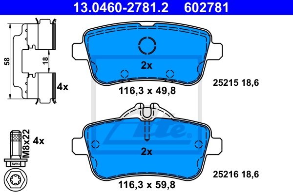 ATE Bremsesæt, skivebremser ijf141fys6 bagaksel fuld 325mm 14mm for MERCEDES-BENZ MAYBACH