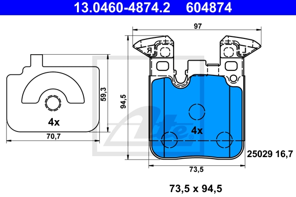 ATE Bremsesæt, skivebremser ijf141giz4 bagaksel ventileret 345mm 24mm for BMW