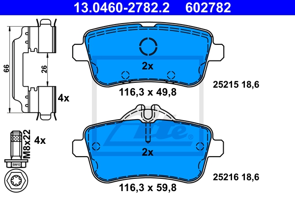 ATE Bremsesæt, skivebremser ijf141gy06 bagaksel ventileret 345mm 22mm for MERCEDES-BENZ MAYBACH
