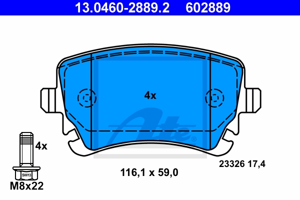 ATE Bremsesæt, skivebremser ijf141h8e6 bagaksel ventileret 310mm 22mm for VAG