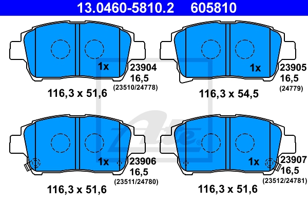 ATE Bremsesæt, skivebremser sg0000064v foraksel ventileret 255mm 20mm for TOYOTA