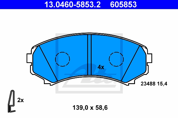 ATE Bremsesæt, skivebremser sg000008ac foraksel ventileret 290mm 26mm for MITSUBISHI