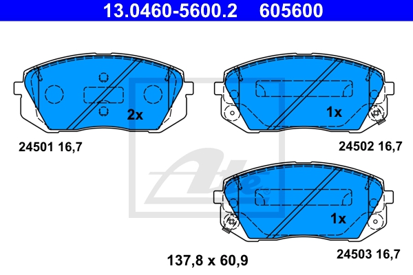 ATE Bremsesæt, skivebremser sg000009b9 foraksel ventileret 305mm 25mm for KIA HYUNDAI
