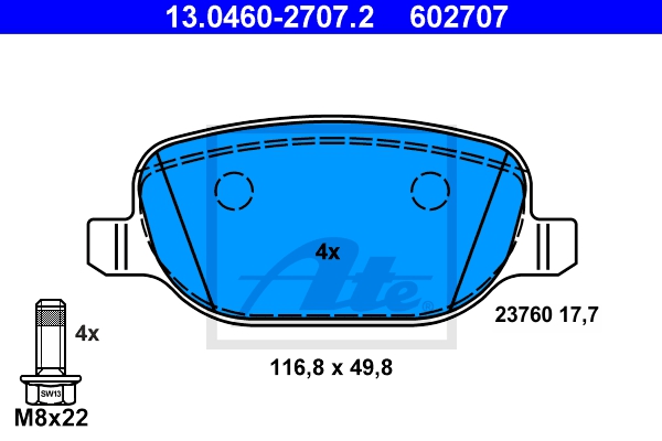 ATE Bremsesæt, skivebremser sg00000cu0 bagaksel fuld 278mm 12mm for FIAT JEEP