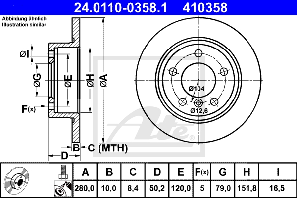 ATE Bremsesæt, skivebremser sg00000cvk bagaksel fuld 307mm 10mm for MINI BMW