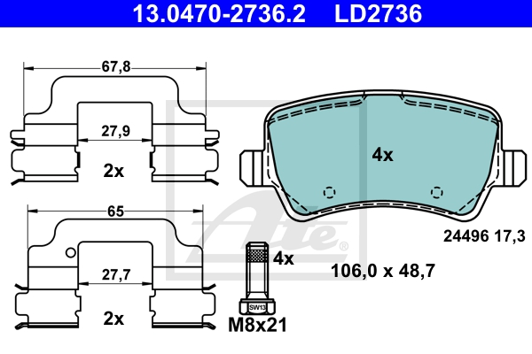 ATE Bremsesæt, skivebremser sg00000cwr bagaksel ventileret 302mm 28mm for FORD VOLVO LAND ROVER