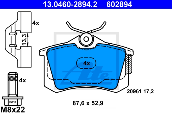 ATE Bremsesæt, skivebremser sg00000cxb foraksel fuld 230mm 25mm for VAG SKODA SEAT