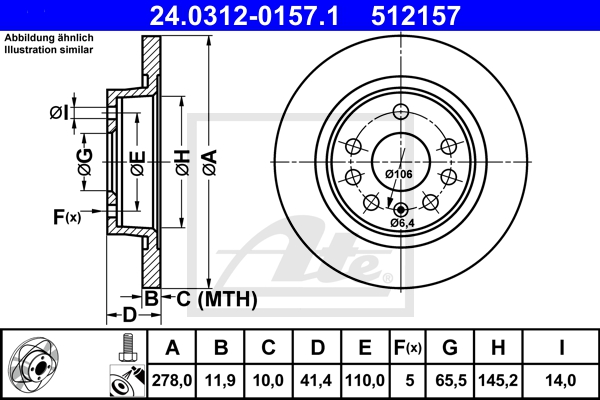 ATE Bremsesæt, skivebremser sg00000cxs foraksel fuld 278mm 28mm for OPEL VAUXHALL FORD VOLVO SAAB GENERAL MOTORS FIAT MAZDA