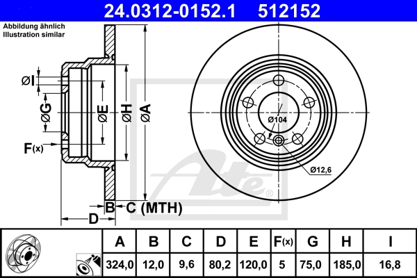 ATE Bremsesæt, skivebremser sg00000cz1 bagaksel fuld 332mm 29mm for BMW LAND ROVER