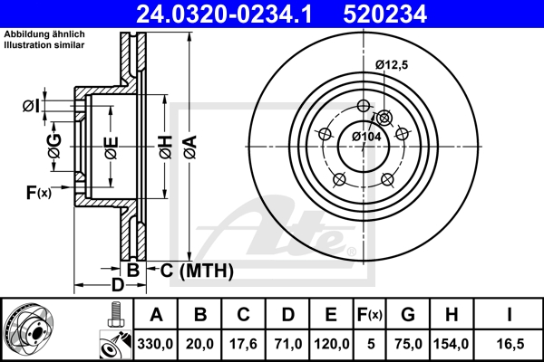 ATE Bremsesæt, skivebremser sg00000czo foraksel ventileret 328mm 20mm for BMW