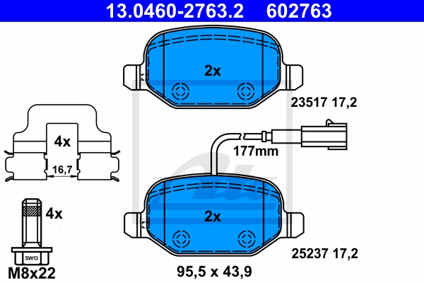 ATE Bremsesæt, skivebremser sg00000d02 bagaksel fuld 251mm 10mm for FIAT JEEP