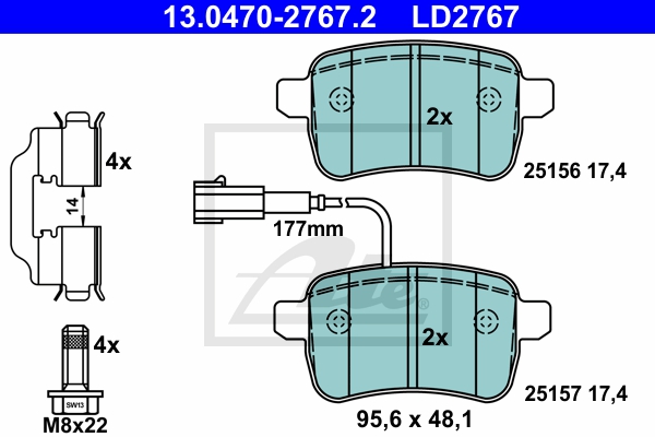 ATE Bremsesæt, skivebremser sg00000d05 foraksel fuld 264mm 10mm for FIAT
