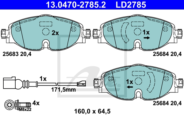 ATE Bremsesæt, skivebremser sg00000d14 foraksel ventileret 272mm 9mm for VAG SKODA SEAT