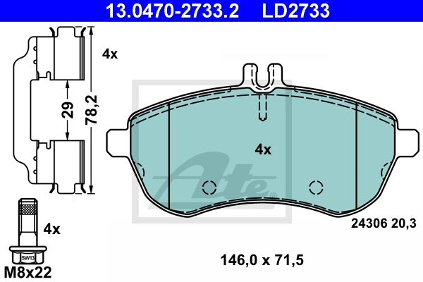ATE Bremsesæt, skivebremser sg00000d2q foraksel fuld 278mm 9mm for MERCEDES-BENZ MAYBACH