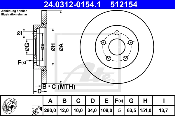 ATE Bremsesæt, skivebremser sg00000d3c bagaksel fuld 300mm 23mm for FORD RENAULT JAGUAR