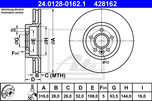 ATE Bremsesæt, skivebremser sg00000d3q bagaksel fuld 302mm 11mm for FORD VOLVO LAND ROVER