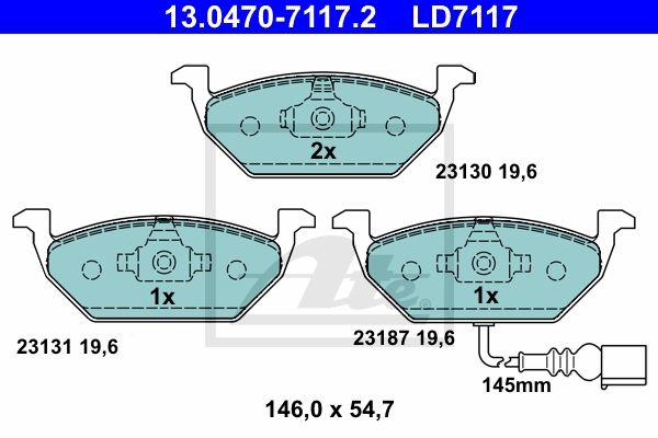 ATE Bremsesæt, skivebremser sg00000d5k foraksel fuld 230mm 9mm for VAG SEAT SKODA