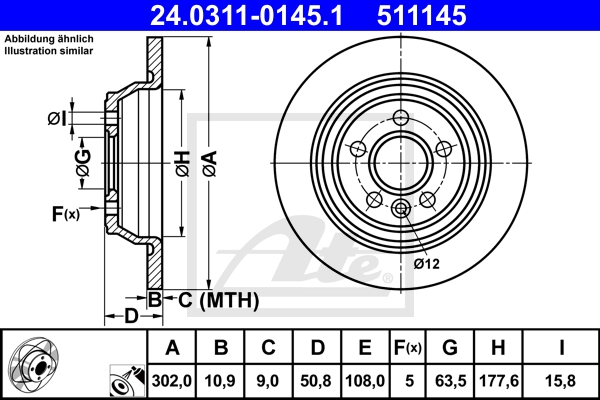 ATE Bremsesæt, skivebremser sg00000d71 bagaksel fuld 300mm 28mm for FORD VOLVO LAND ROVER