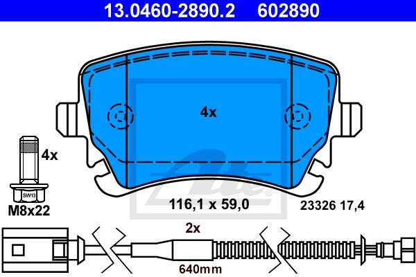 ATE Bremsesæt, skivebremser sg00000d80 bagaksel ventileret 360mm 34mm for VAG