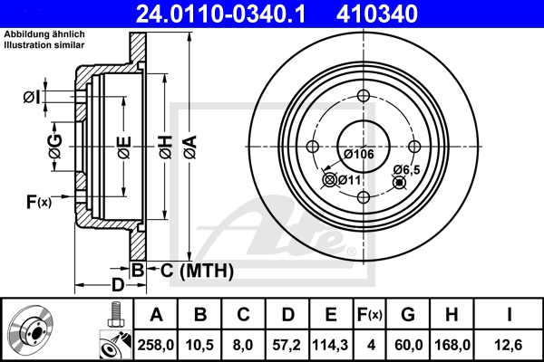 ATE Bremsesæt, skivebremser sg00000d94 bagaksel fuld 258mm 10mm for CHEVROLET DAEWOO