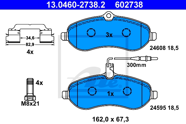 ATE Bremsesæt, skivebremser sg00000daf bagaksel fuld 280mm 14mm for PEUGEOT CITROËN FIAT TOYOTA