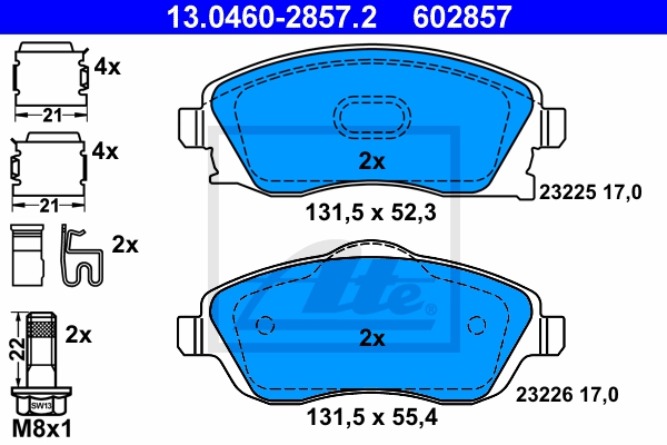 ATE Bremsesæt, skivebremser sg00000db3 foraksel fuld 240mm 10mm for OPEL VAUXHALL