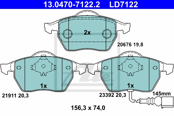 ATE Bremsesæt, skivebremser sg00000dbg foraksel fuld 239mm 8mm for VAG SKODA SEAT