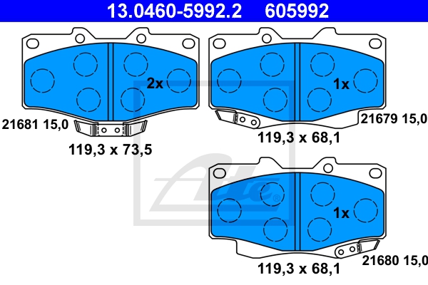 ATE Bremsesæt, skivebremser sg00000dev foraksel ventileret 312mm 18mm for TOYOTA LEXUS MITSUBISHI
