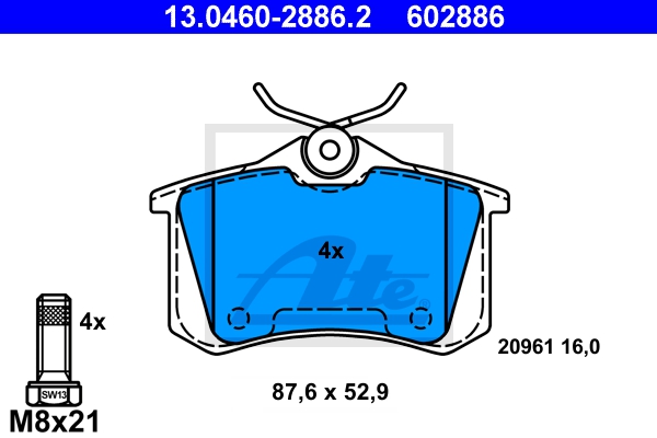 ATE Bremsesæt, skivebremser sg00000dg2 foraksel fuld 245mm 10mm for VAG SKODA SEAT
