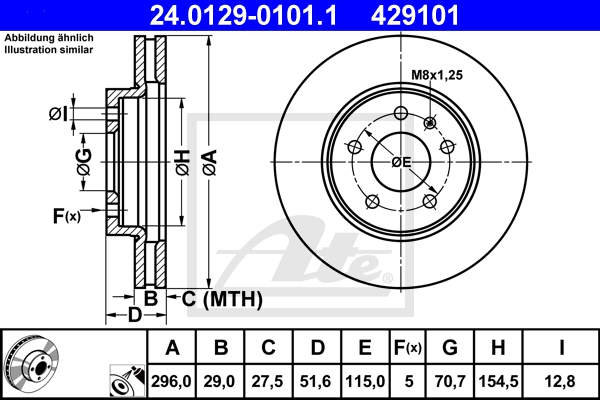 ATE Bremsesæt, skivebremser sg00000dg5 bagaksel ventileret 303mm 29mm for OPEL CHEVROLET VAUXHALL HYUNDAI