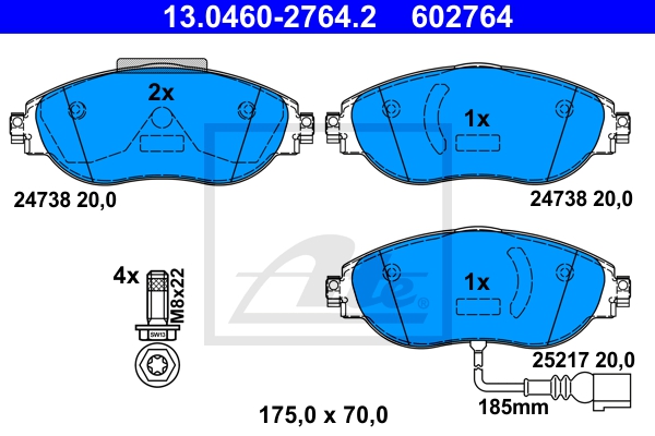 ATE Bremsesæt, skivebremser sg00000dh9 bagaksel fuld 314mm 30mm for SEAT VAG SKODA