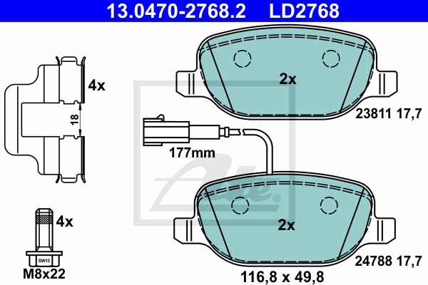 ATE Bremsesæt, skivebremser sg00000dhd bagaksel fuld 330mm 12mm for FIAT JEEP