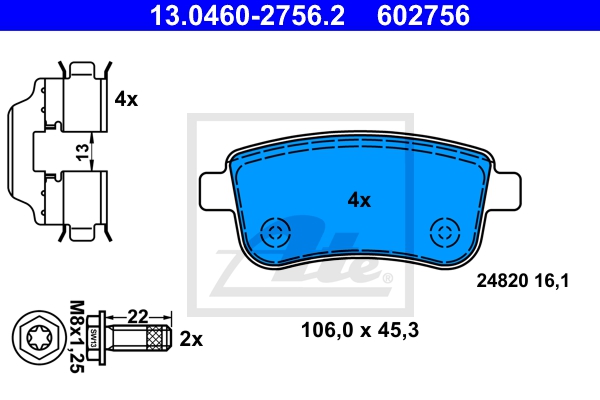 ATE Bremsesæt, skivebremser sg00000dhm foraksel fuld 260mm 8mm for RENAULT