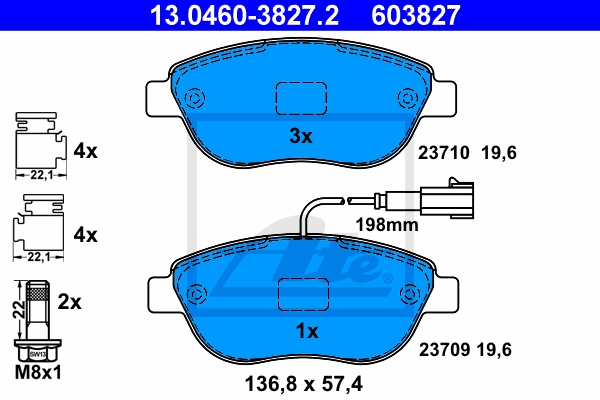 ATE Bremsesæt, skivebremser sg00000dho bagaksel fuld 240mm 22mm for PEUGEOT CITROËN FORD OPEL VAUXHALL FIAT