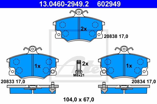 ATE Bremsesæt, skivebremser sg00000di4 foraksel fuld 240mm 11mm for FIAT FORD