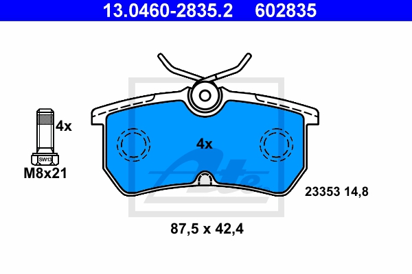 ATE Bremsesæt, skivebremser sg00000dje bagaksel fuld 253mm 10mm for FORD